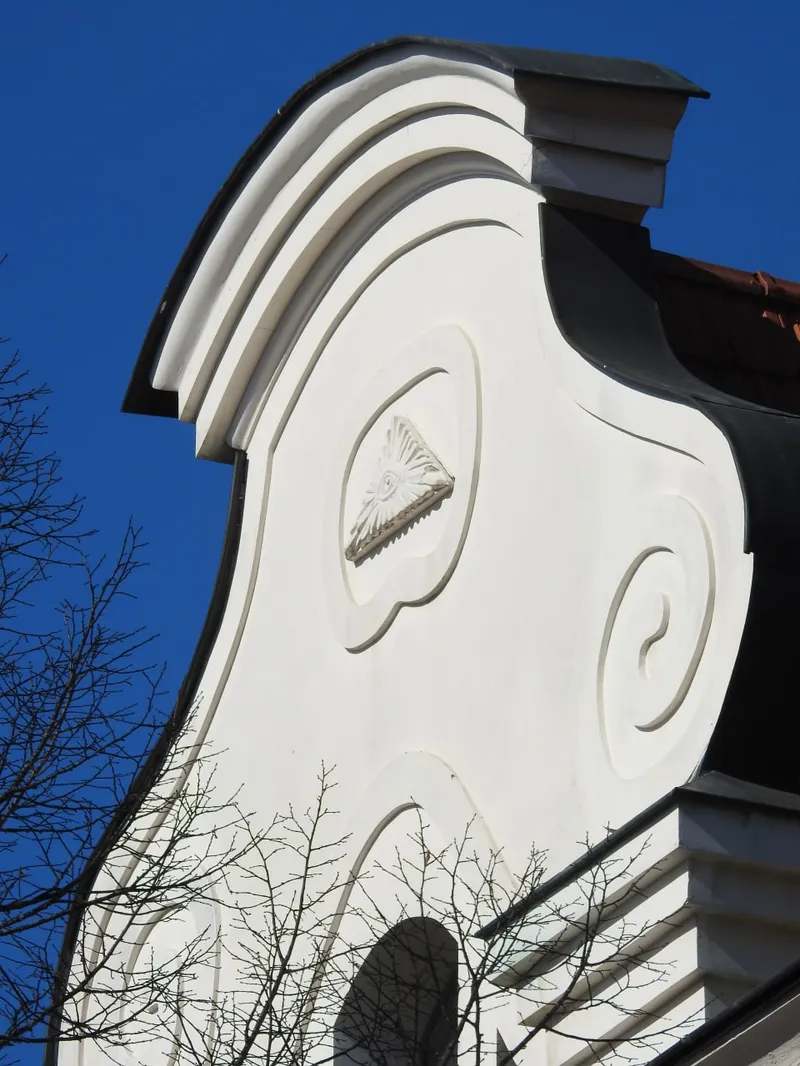Eye of Providence in triangle on baroque church gable